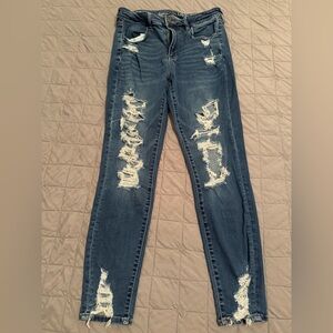 American Eagle Outfitters Ripped Blue Skinny Jeans